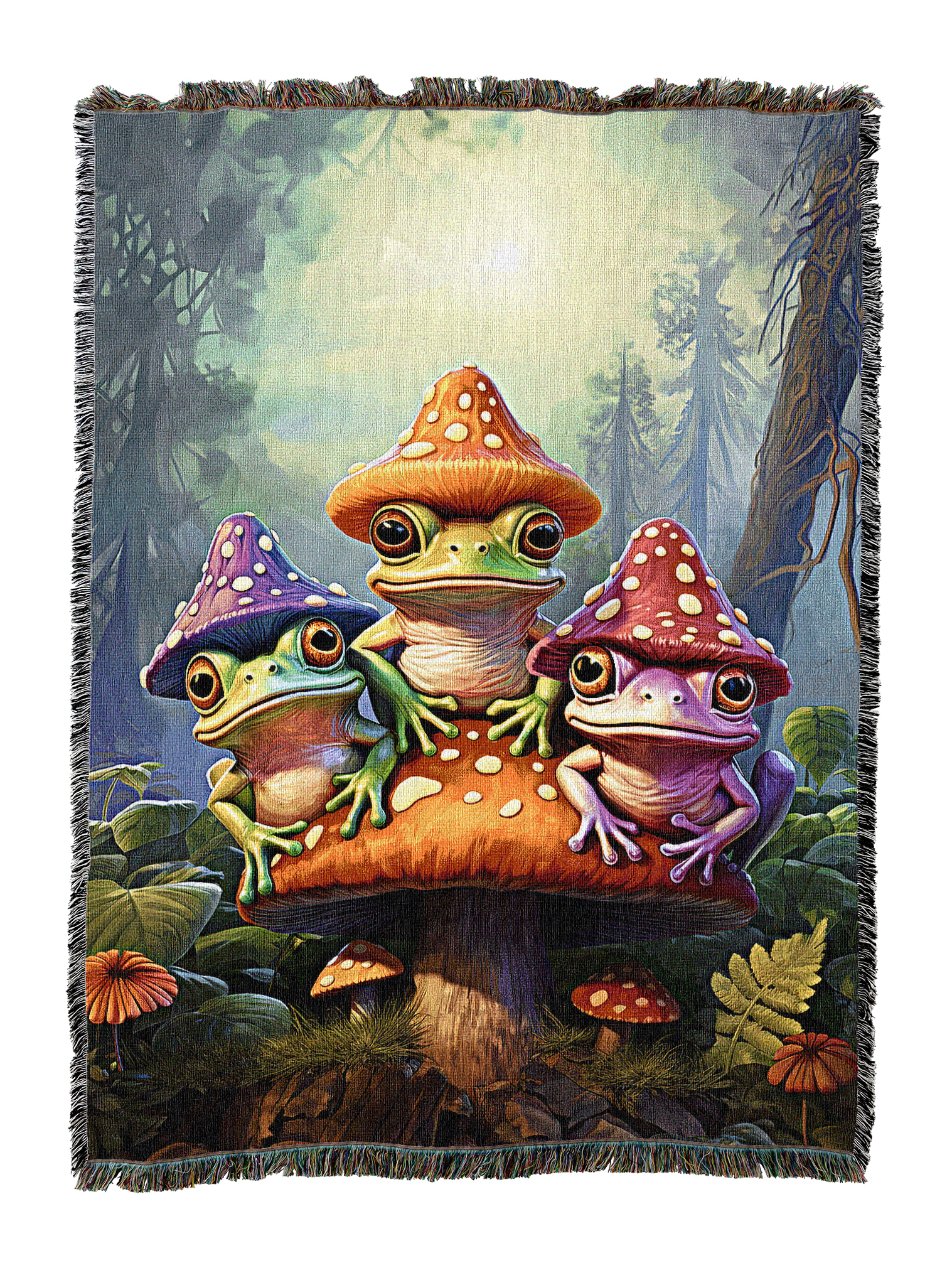 Mushroom Hat Frog Friends Blanket