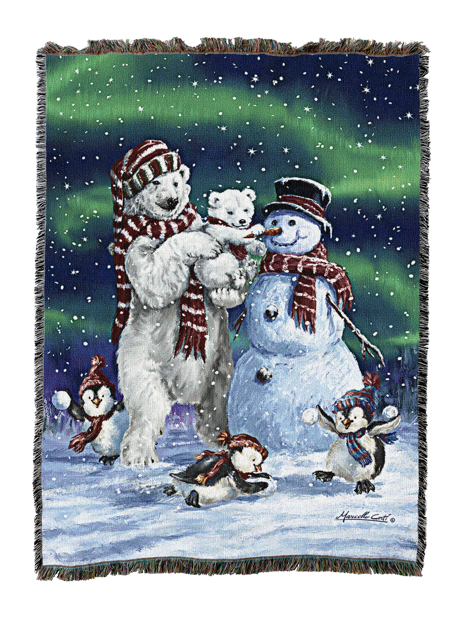 Polar Bear And Penguins Blanket