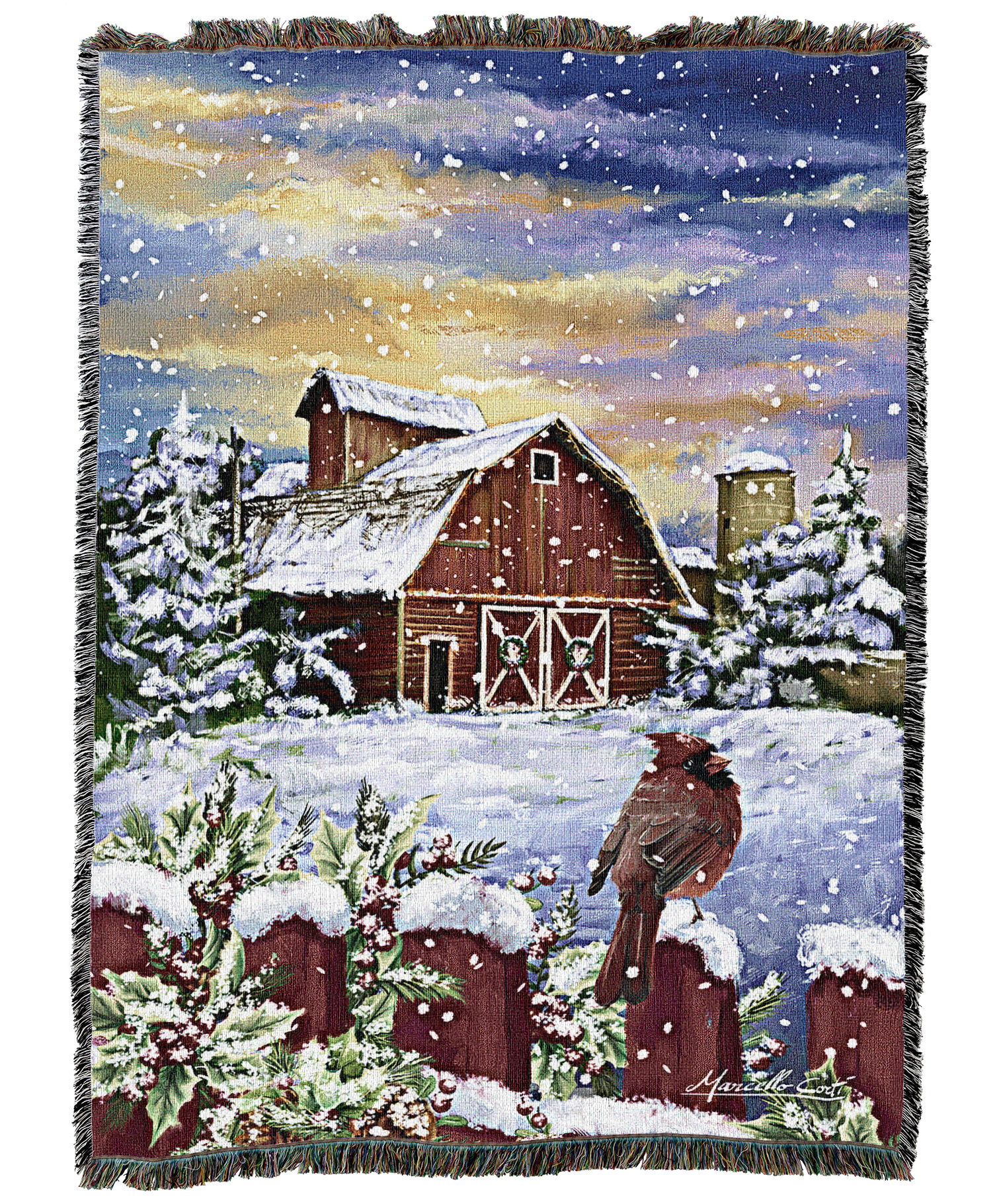 Cardinal On Fence Blanket