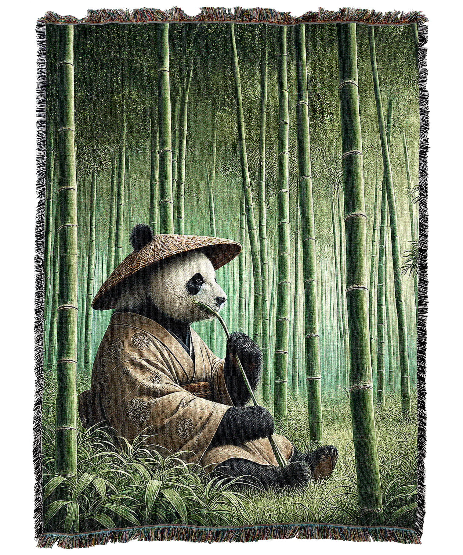 Panda Eating Bamboo Blanket