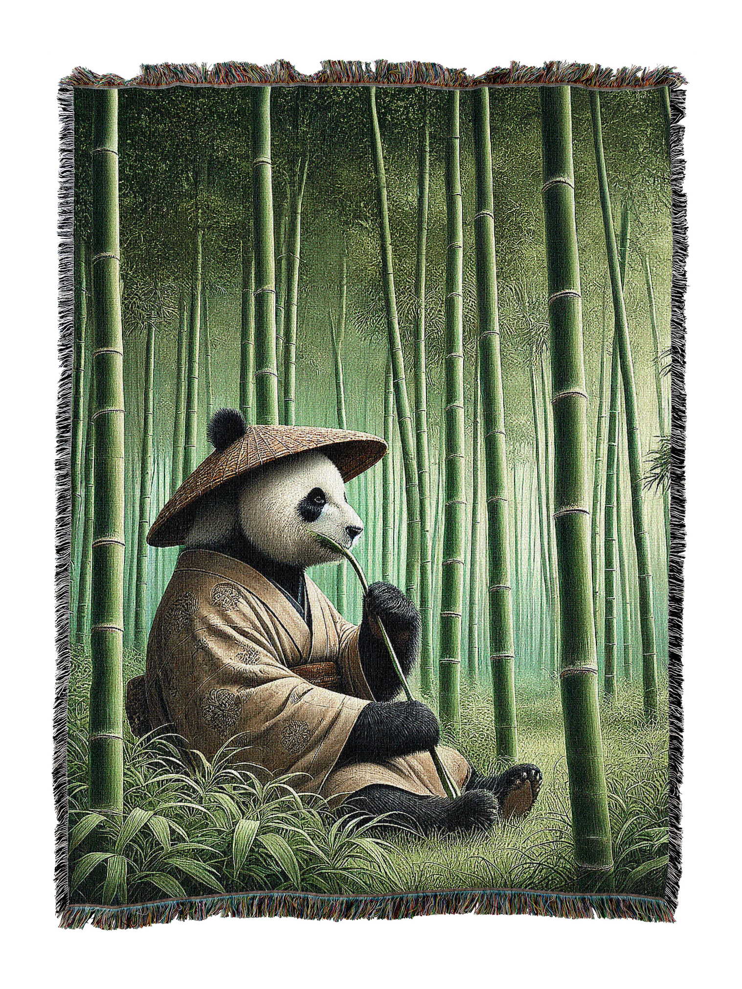 Panda Eating Bamboo Blanket