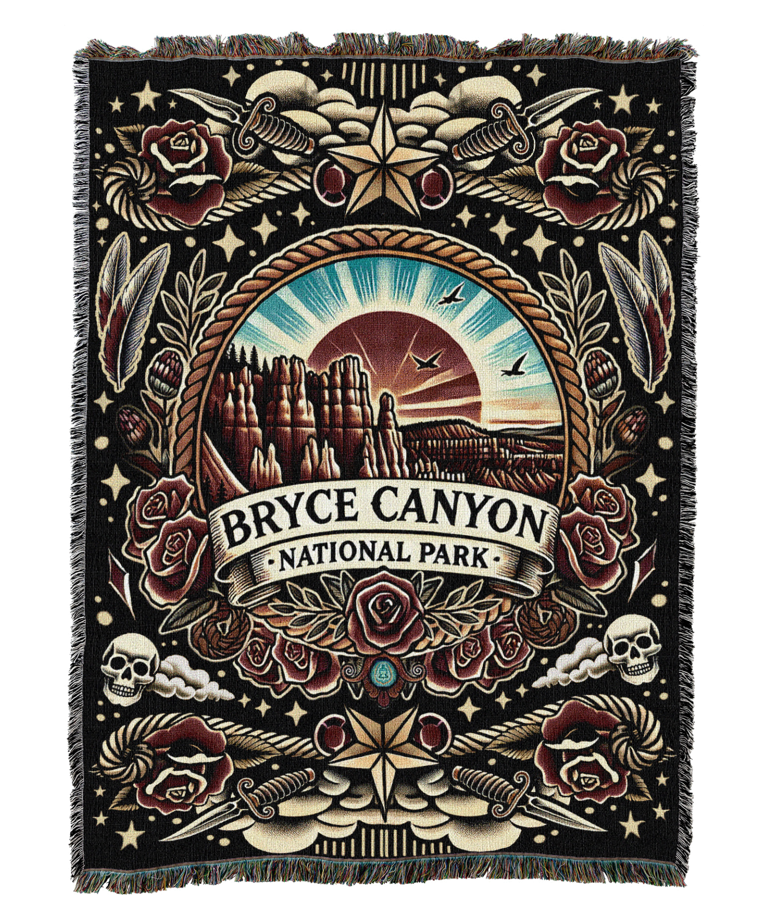 Bryce Canyon National Park Tattoo Style Blanket