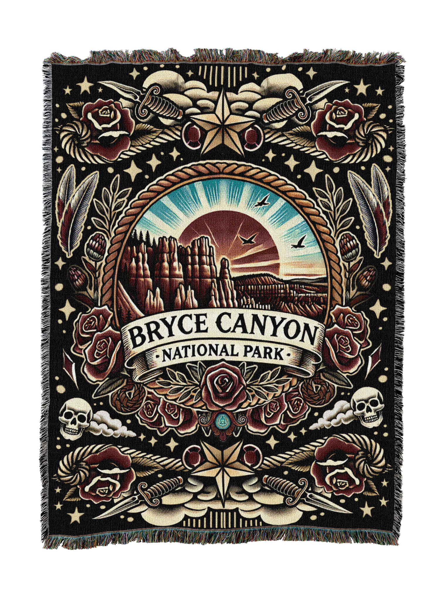 Bryce Canyon National Park Tattoo Style Blanket