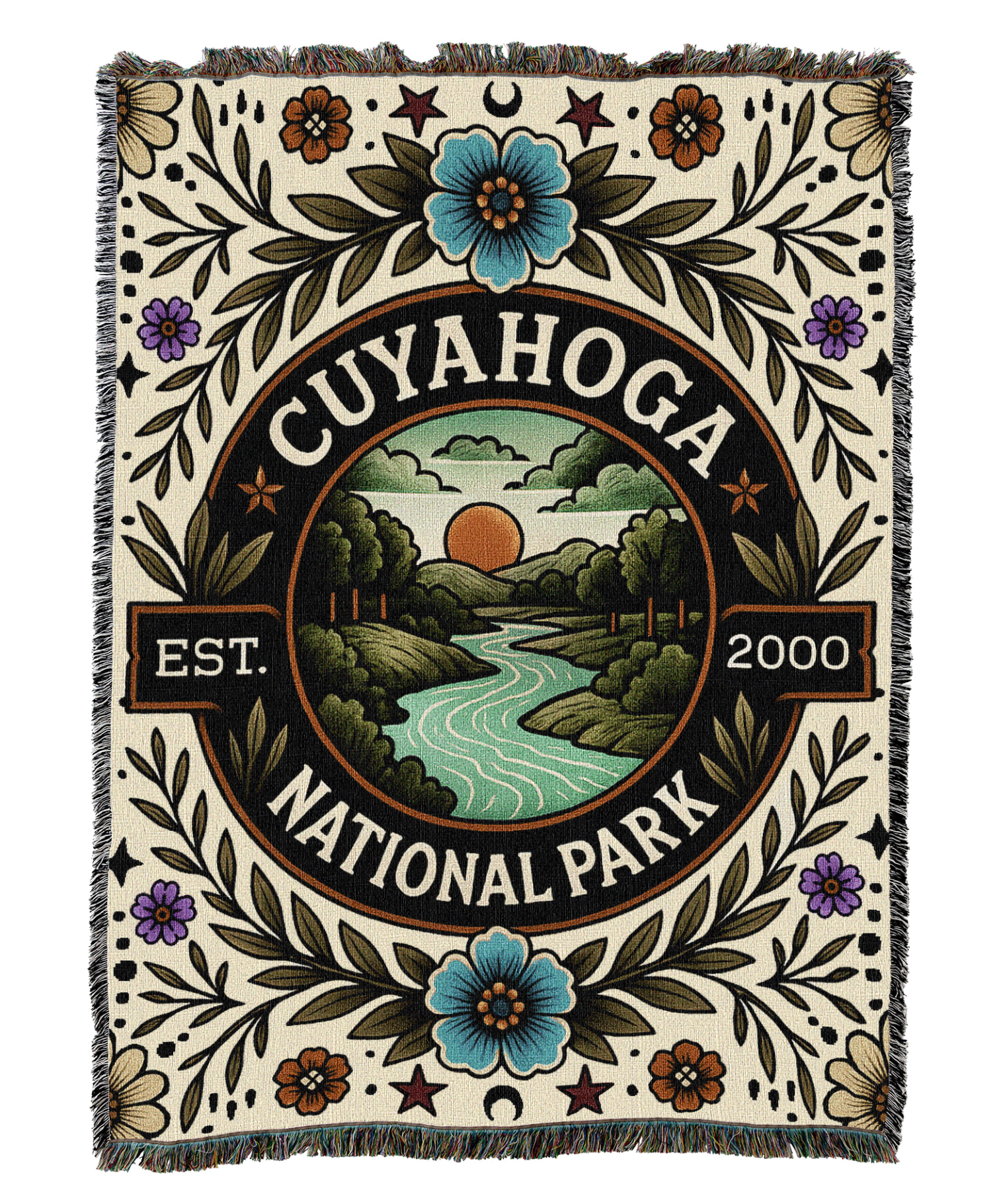 Cuyahoga Valley National Park Tattoo Style Blanket