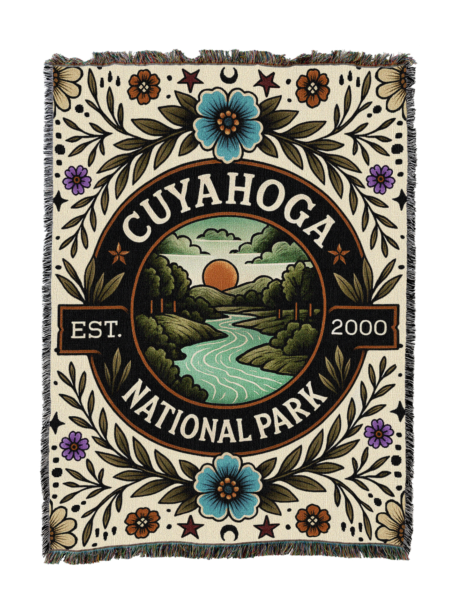 Cuyahoga Valley National Park Tattoo Style Blanket