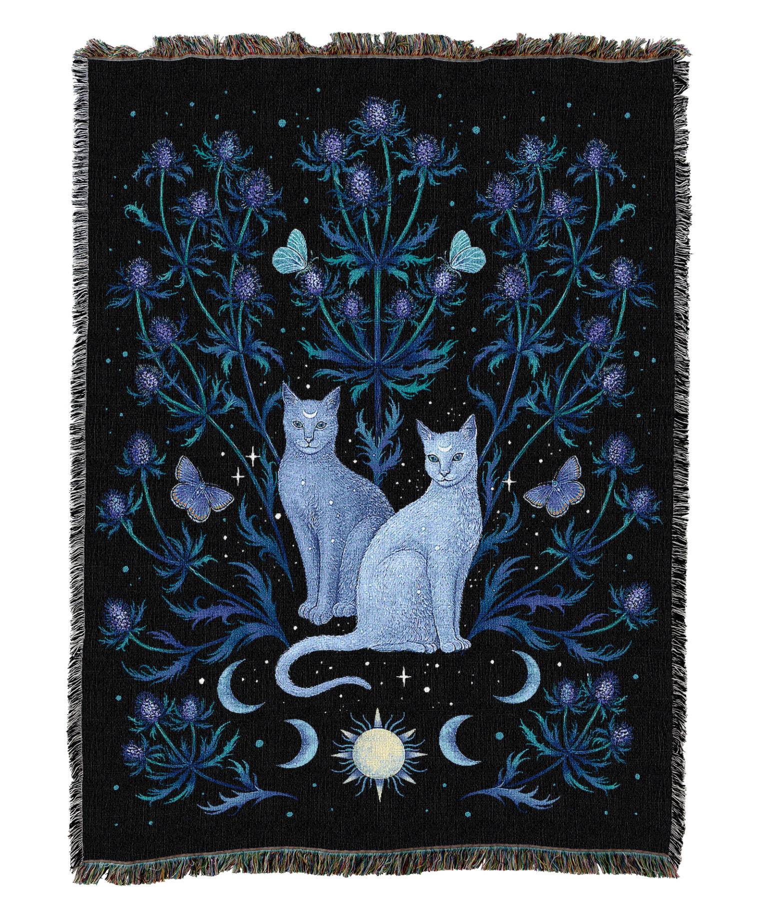 Blue Thistle and Cat Blanket