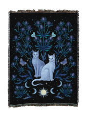 Blue Thistle And Cat Blanket