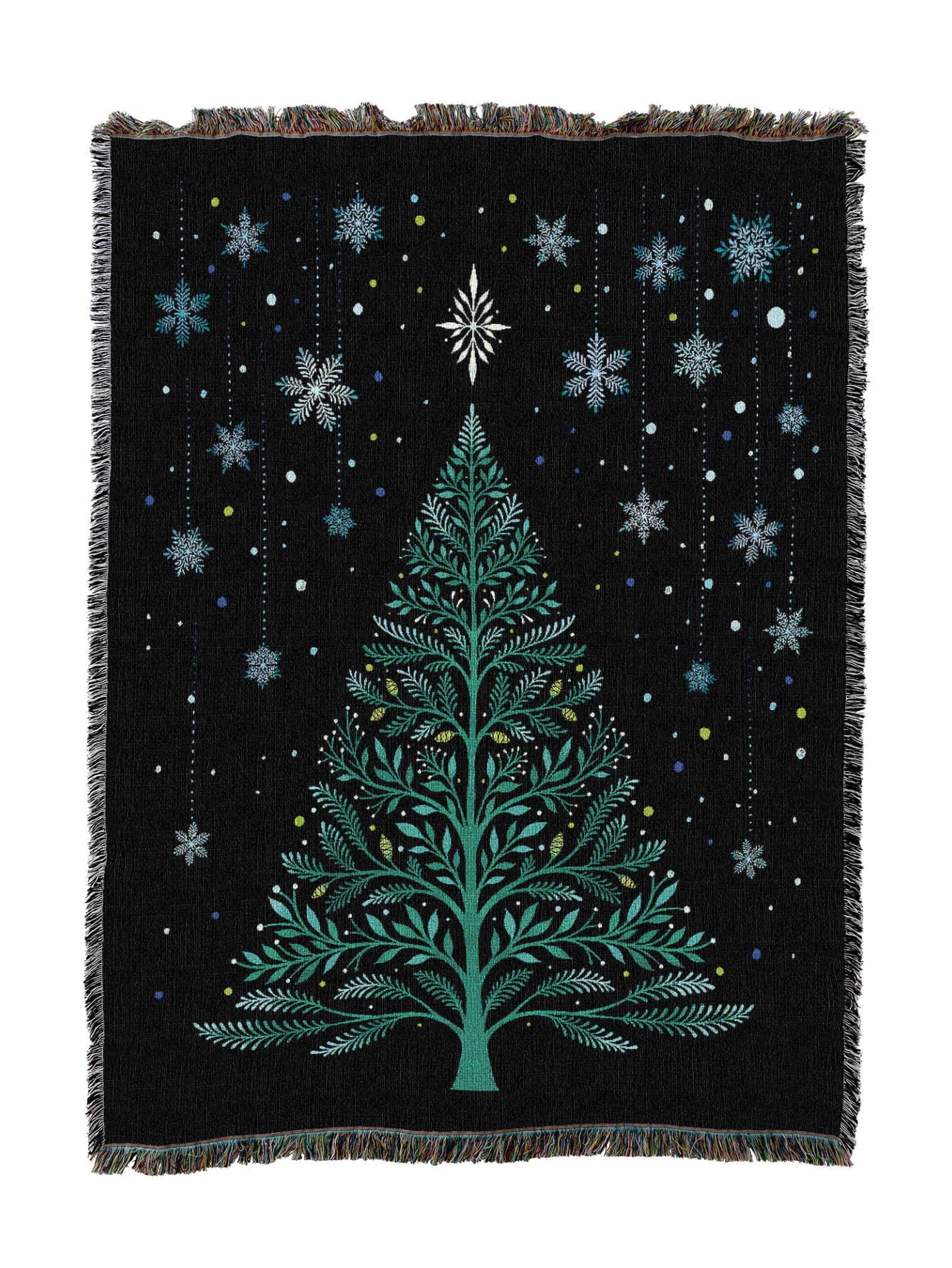 Christmas Night Tree Snowy Blanket