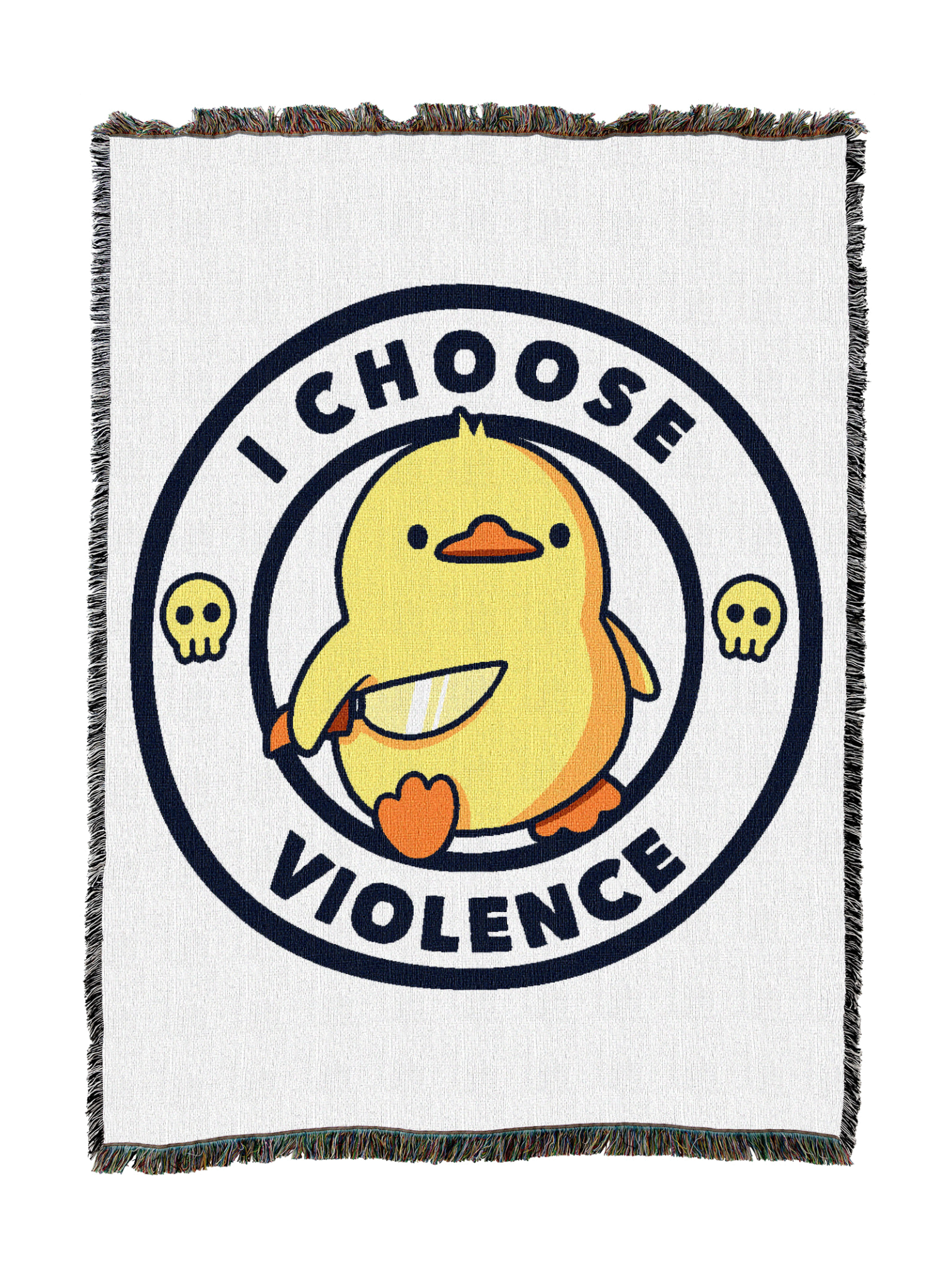 I Choose Violence Funny Duck White Blanket
