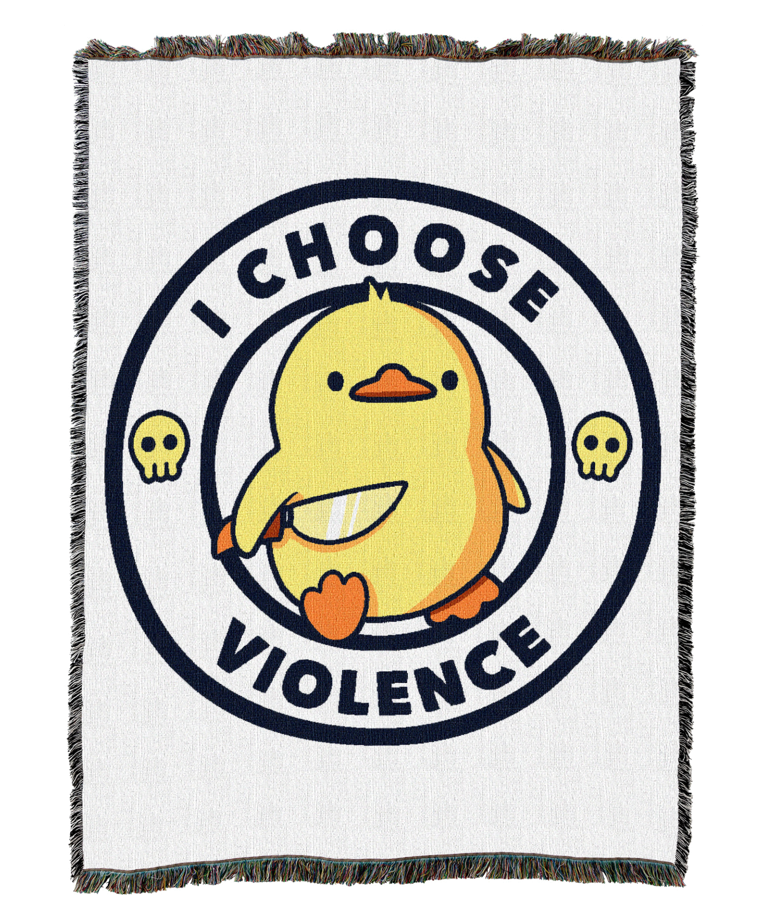 I Choose Violence Funny Duck White Blanket