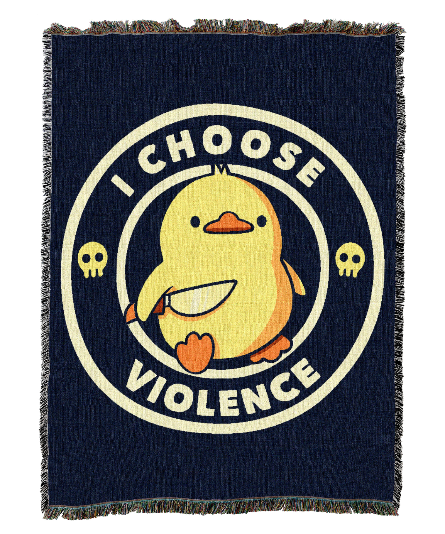 I Choose Violence Funny Duck White Blanket