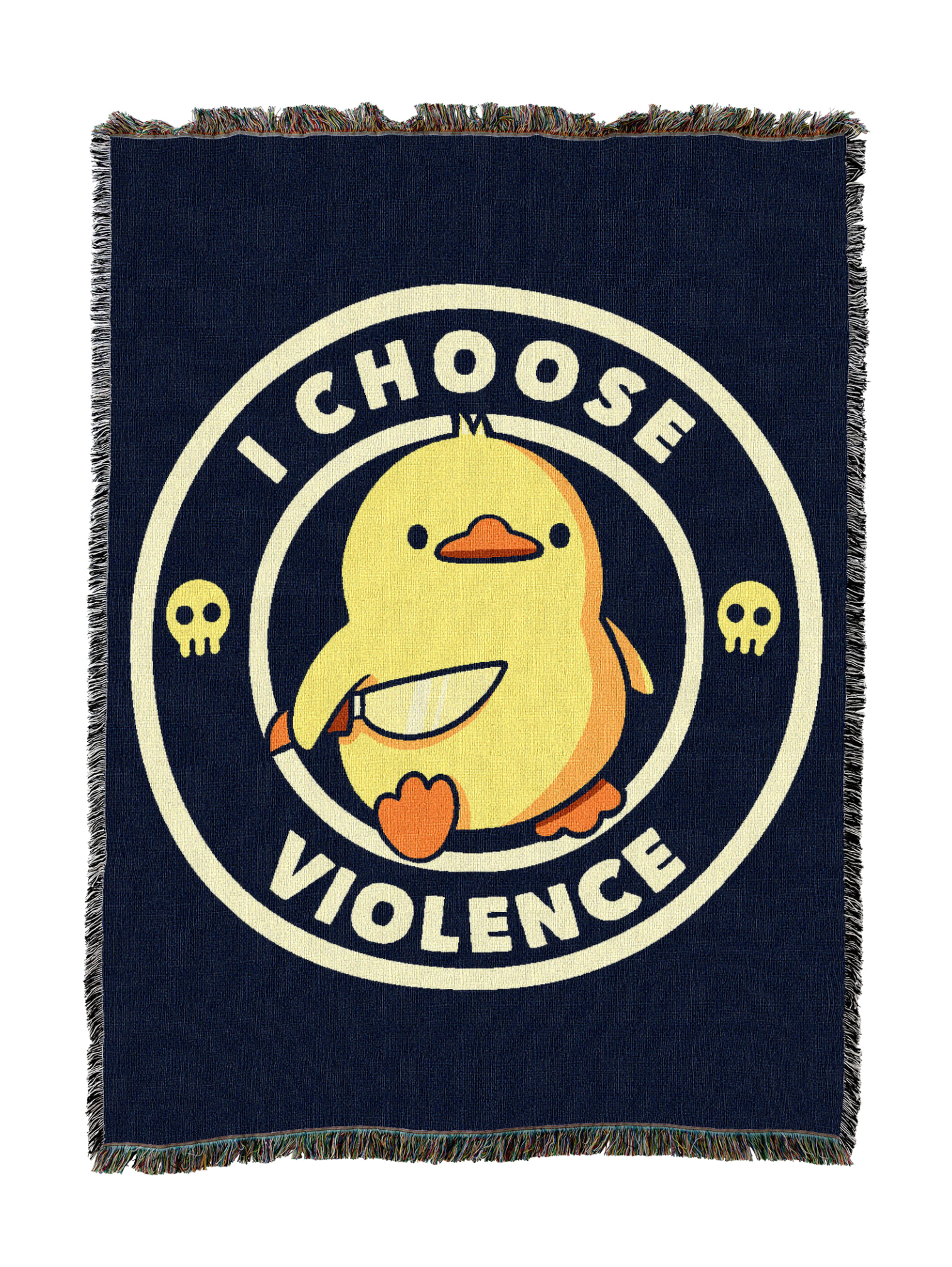 I Choose Violence Funny Duck White Blanket