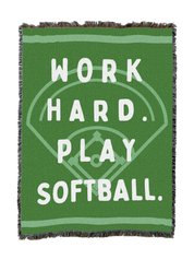 Work Hard Play Softball Blanket