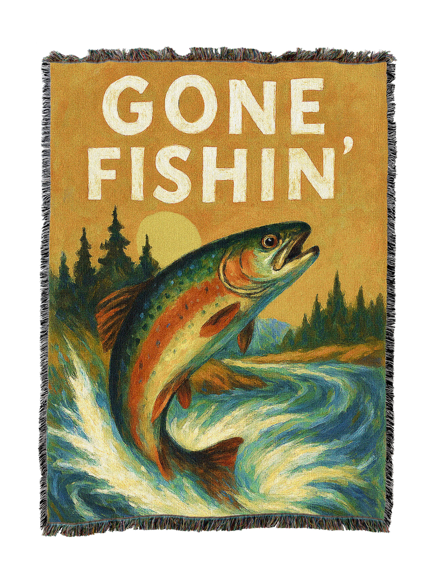 Gone Fishing Cabin Blanket