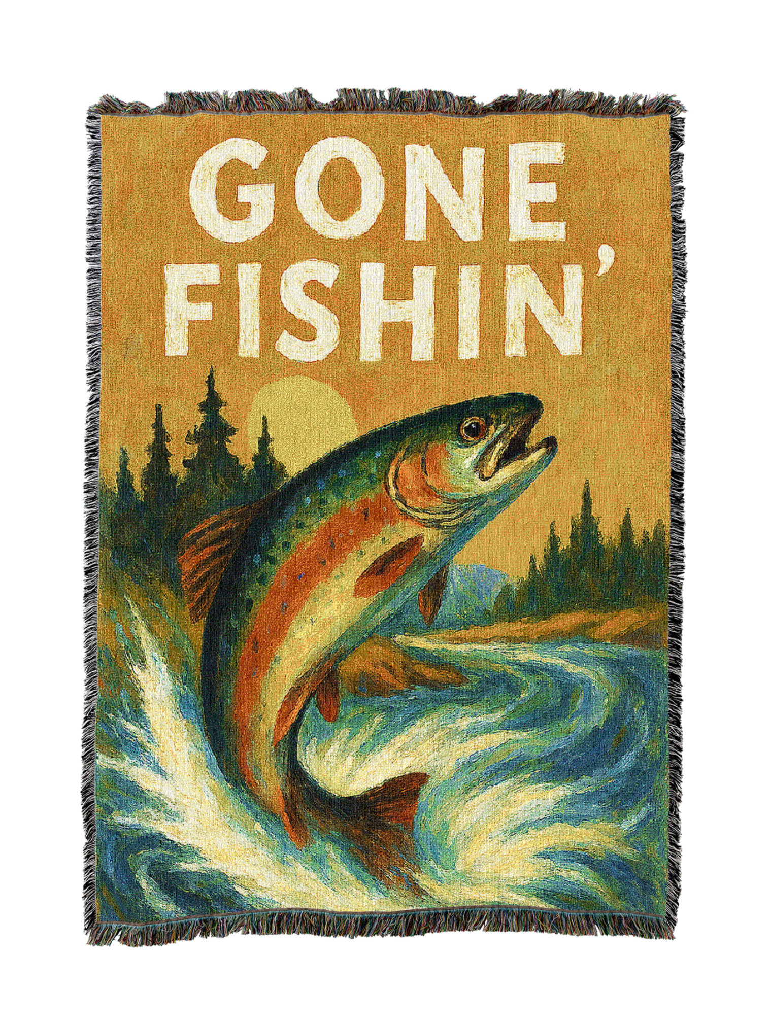 Gone Fishing Cabin Blanket