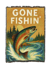 Gone Fishing Cabin Blanket
