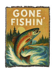 Gone Fishing Cabin Blanket