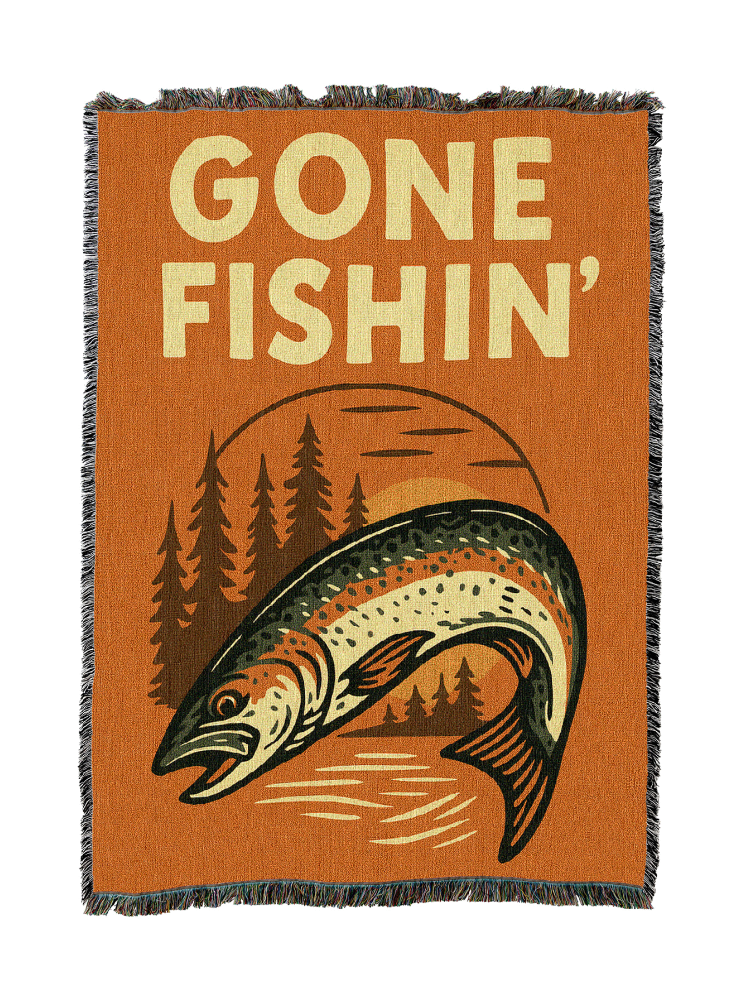 Gone Fishin Retro Blanket