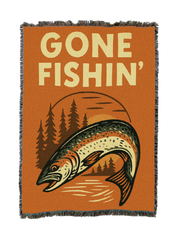 Gone Fishin Retro Blanket