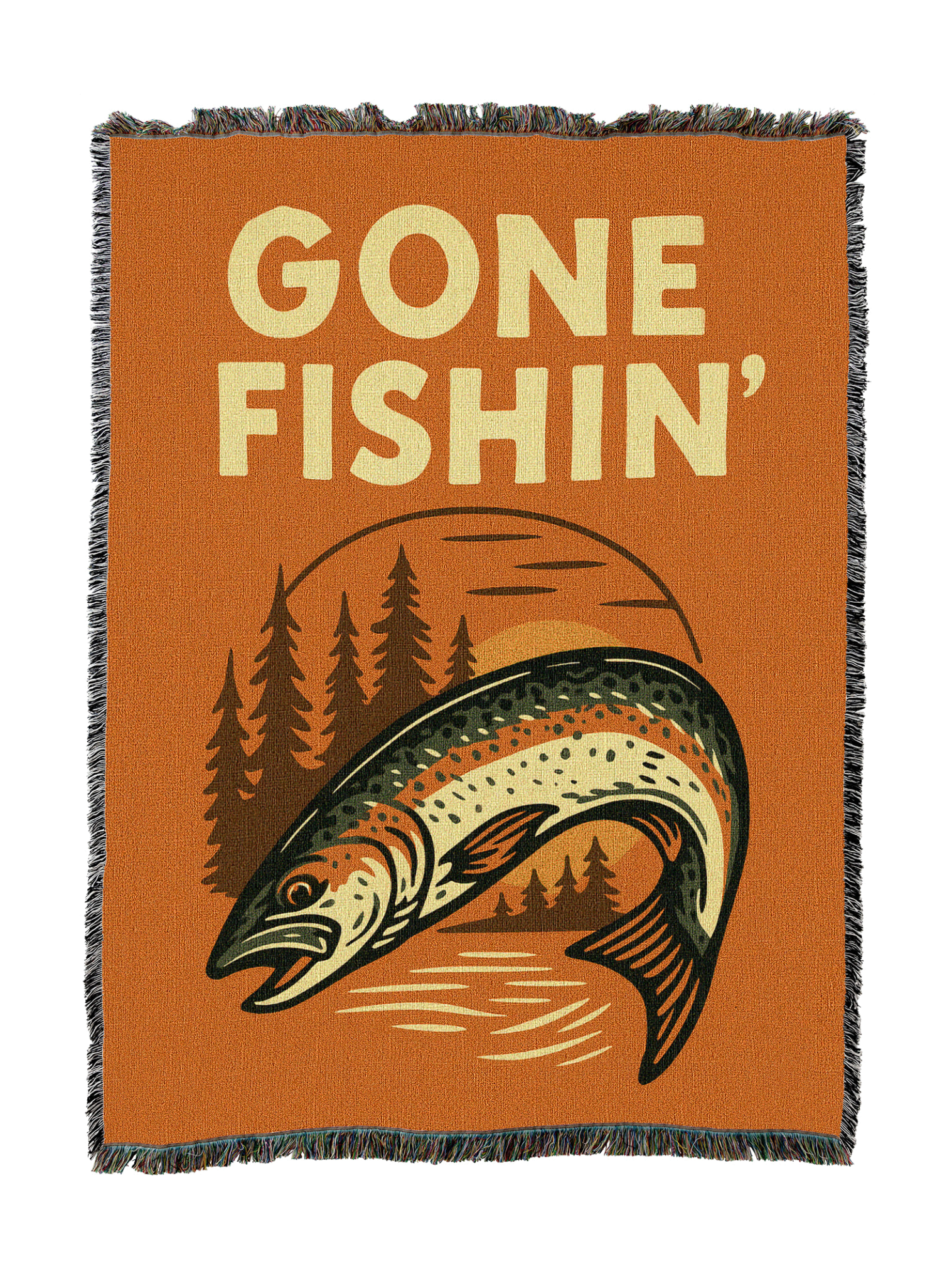 Gone Fishin Retro Blanket