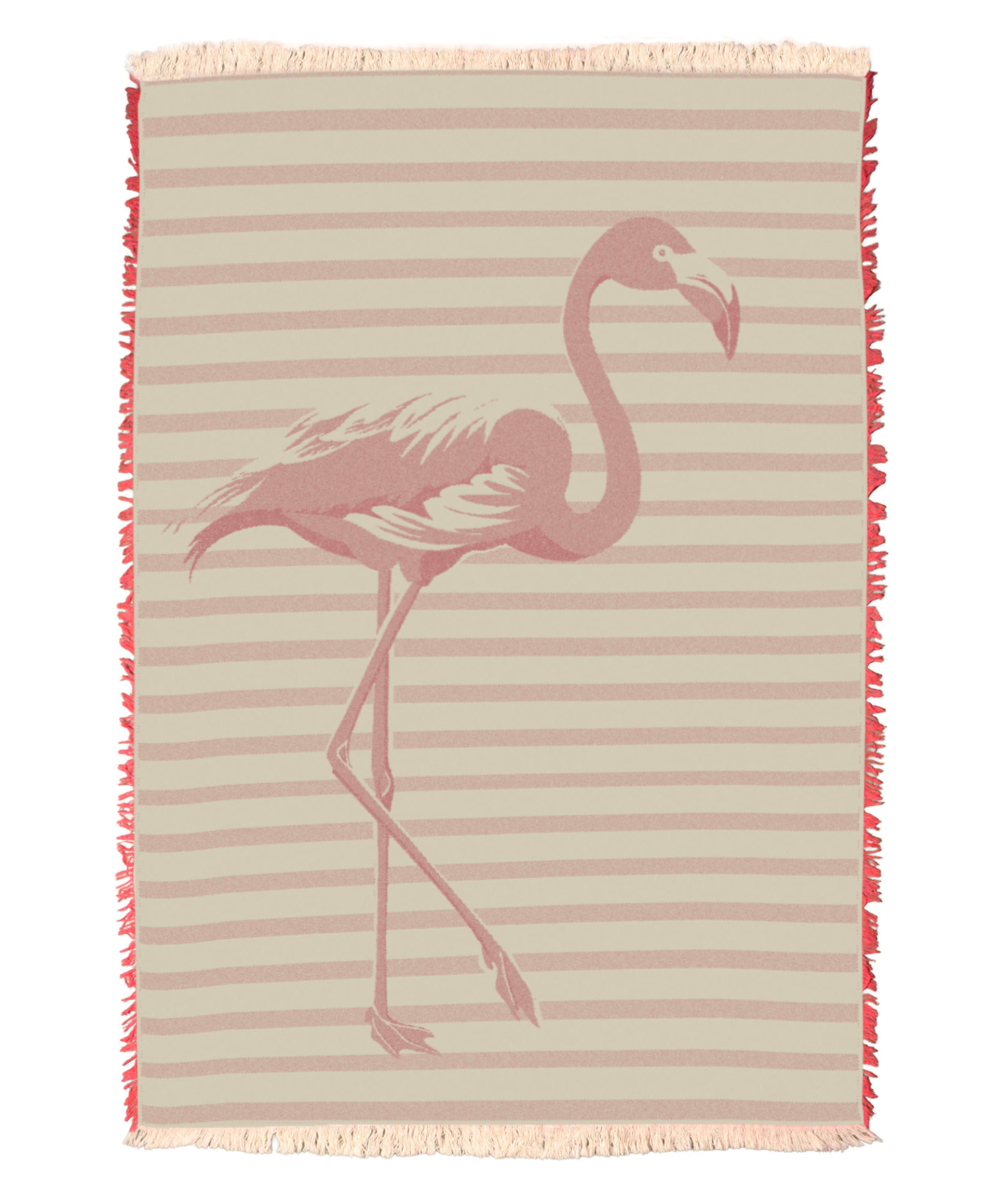 Pink Flamingo Stripes Pink Towel