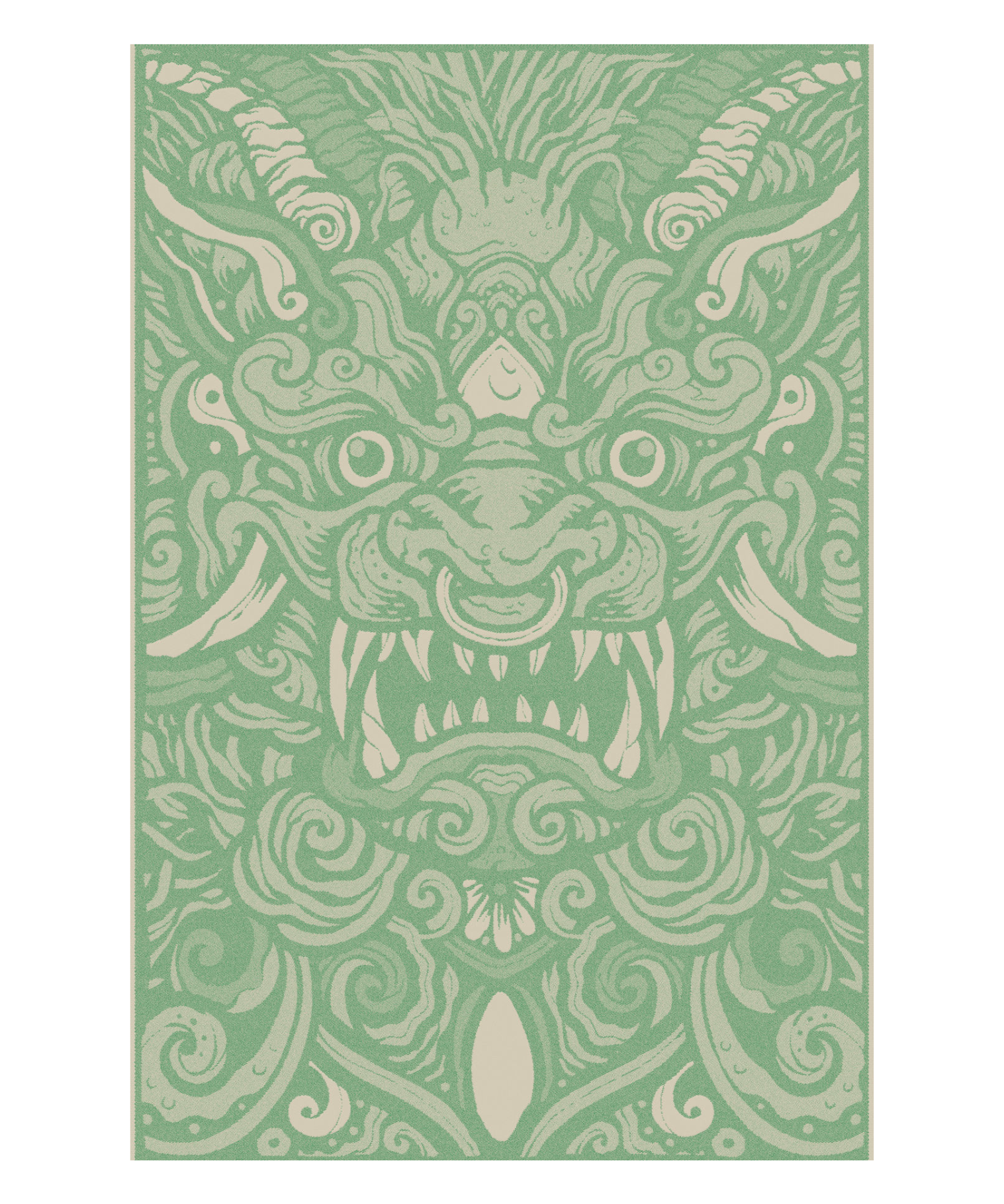 Dragon Face in Green Towel