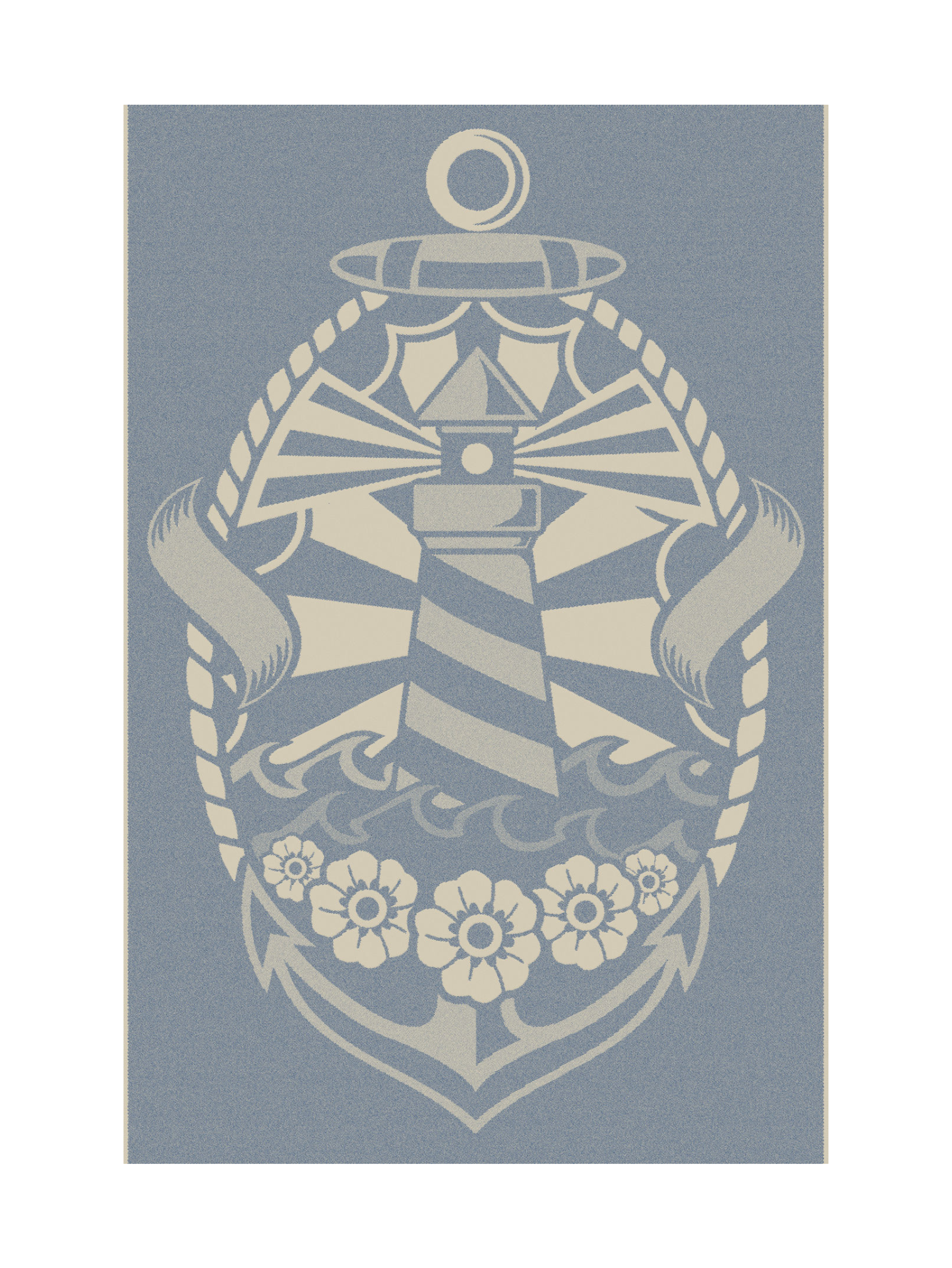 Lighthouse In Dark Blue Towel