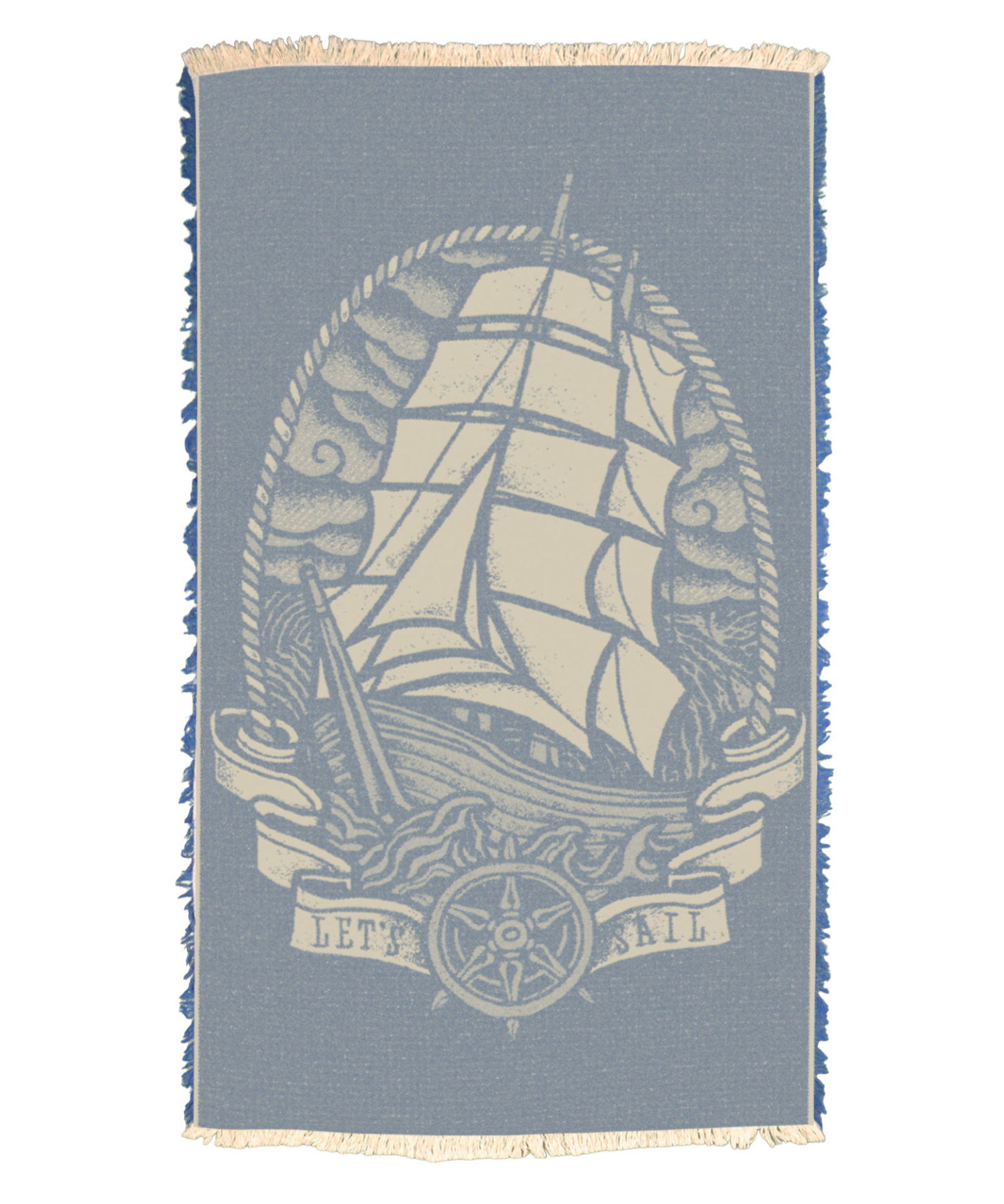 Lets Sail in Dark Blue Small Towel