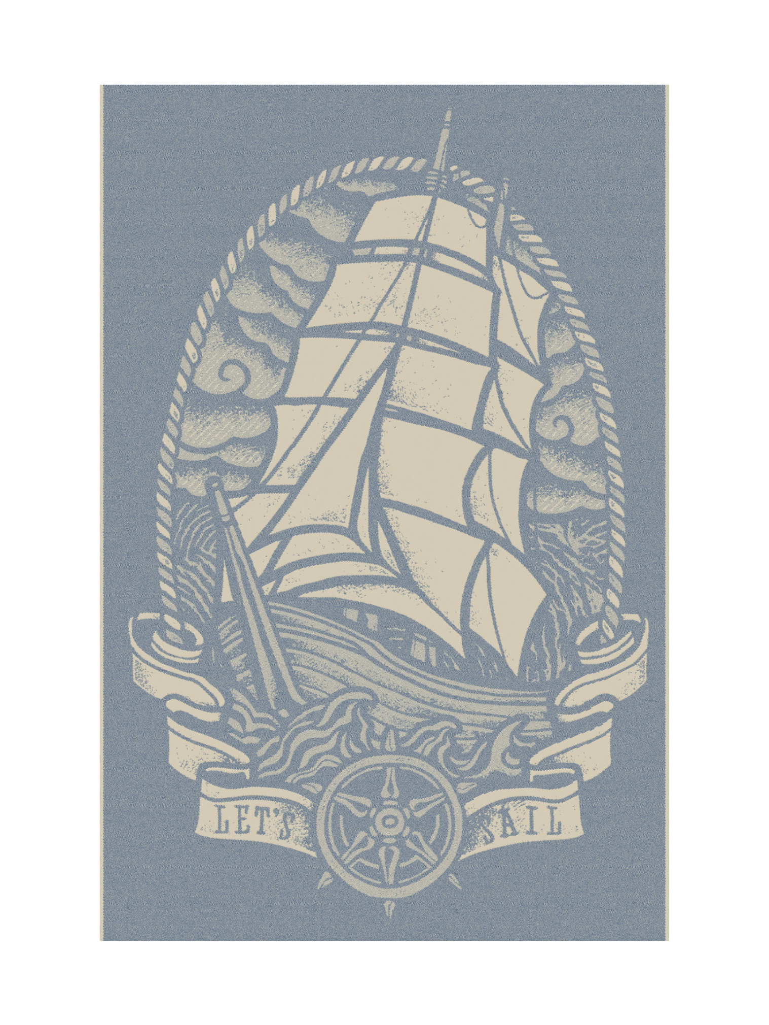 Lets Sail In Dark Blue Towel