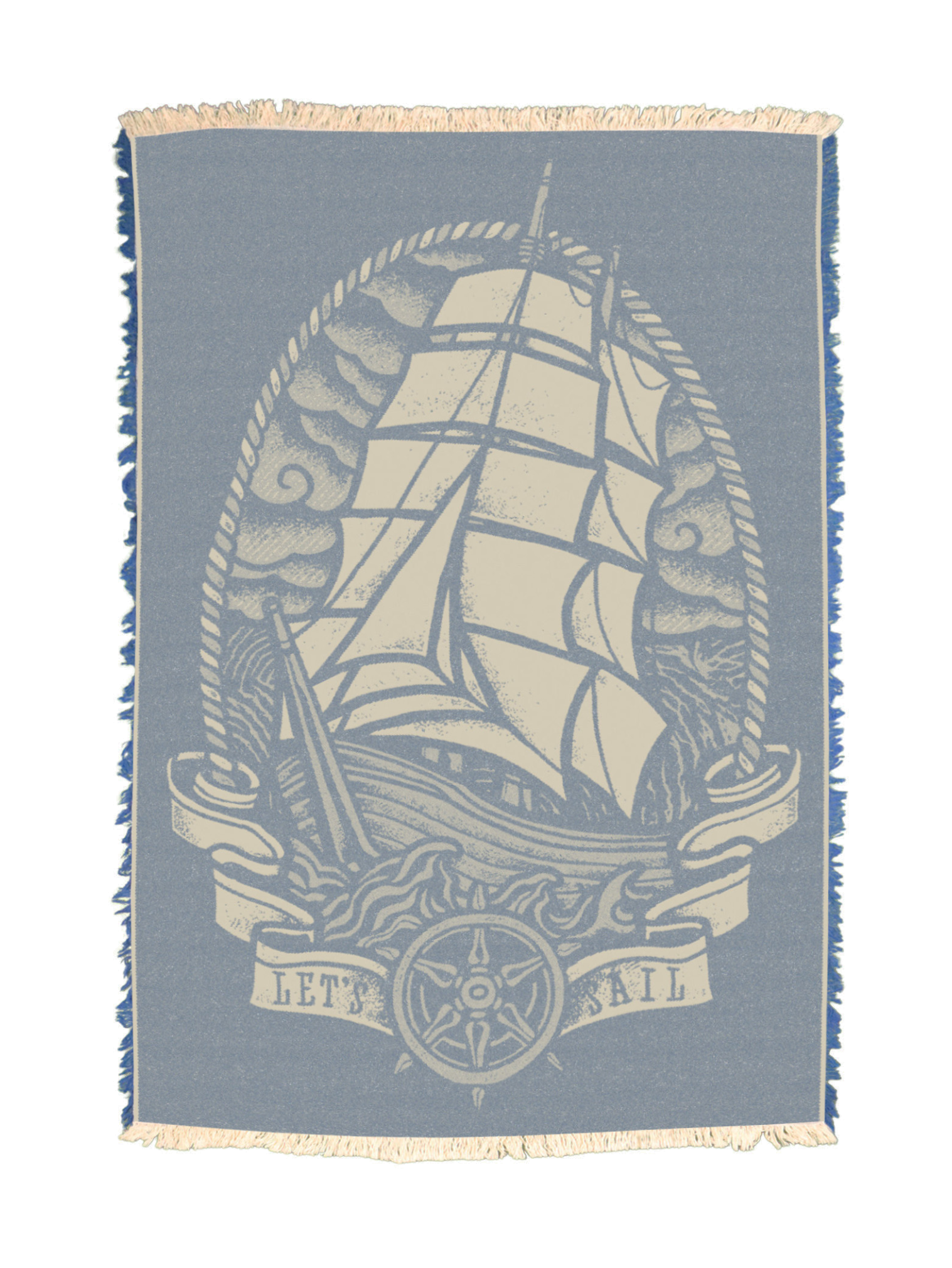 Lets Sail in Dark Blue Towel