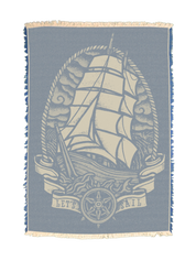 Lets Sail in Dark Blue Towel