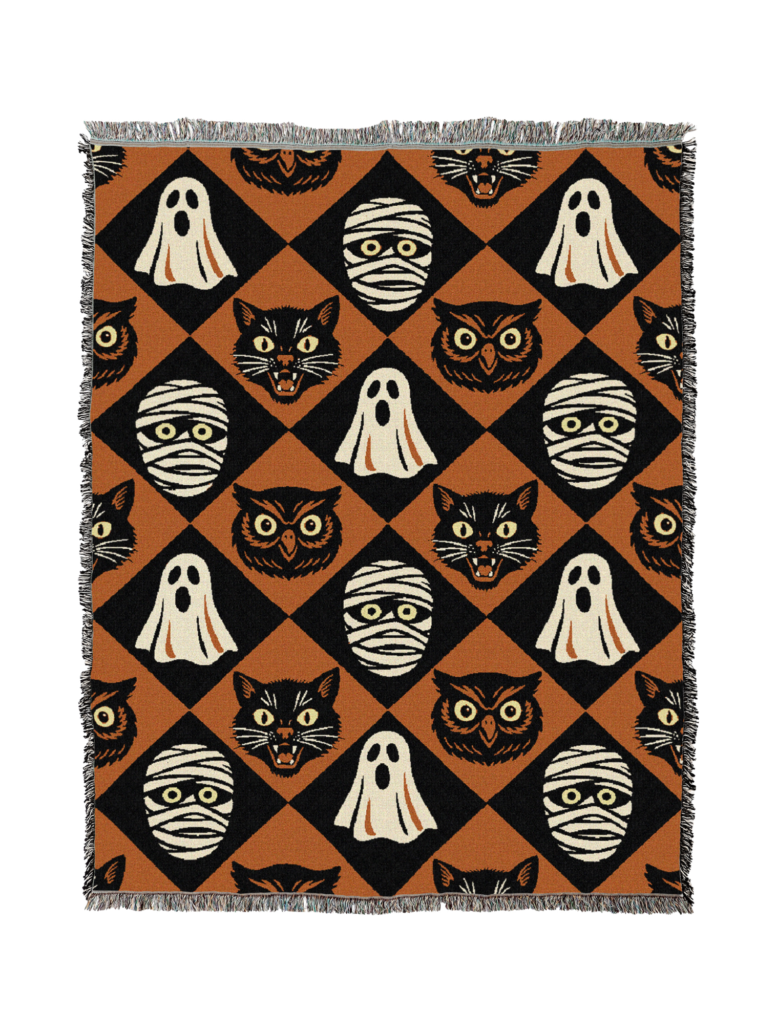 Retro Boo Pattern Blanket