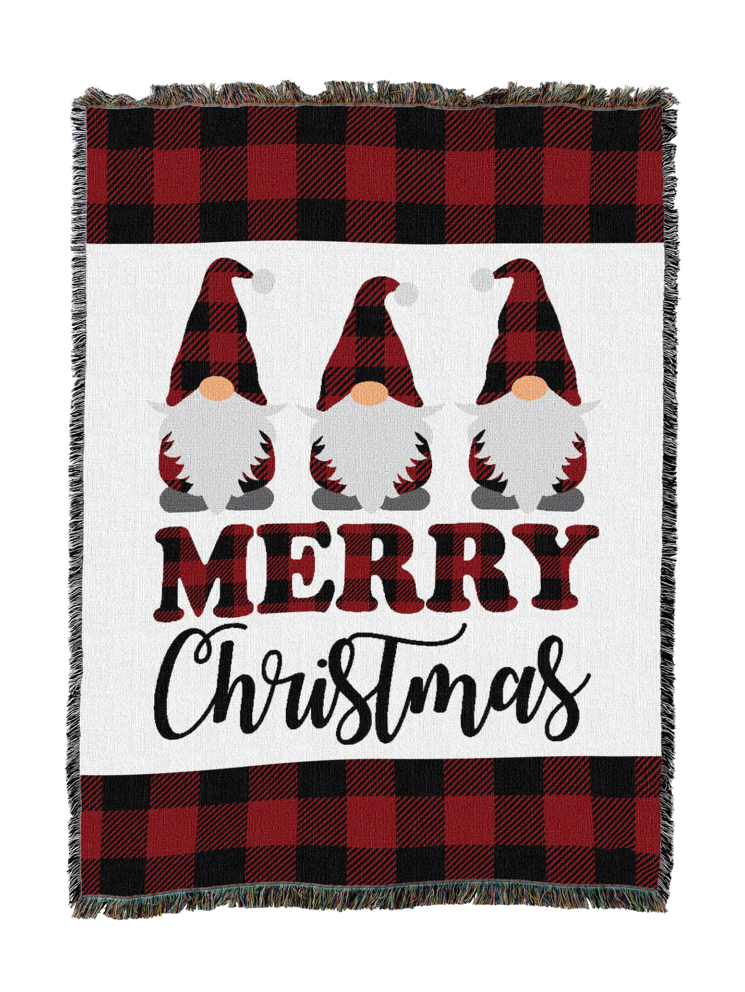 Buffalo Plaid Christmas Gnomes Blanket