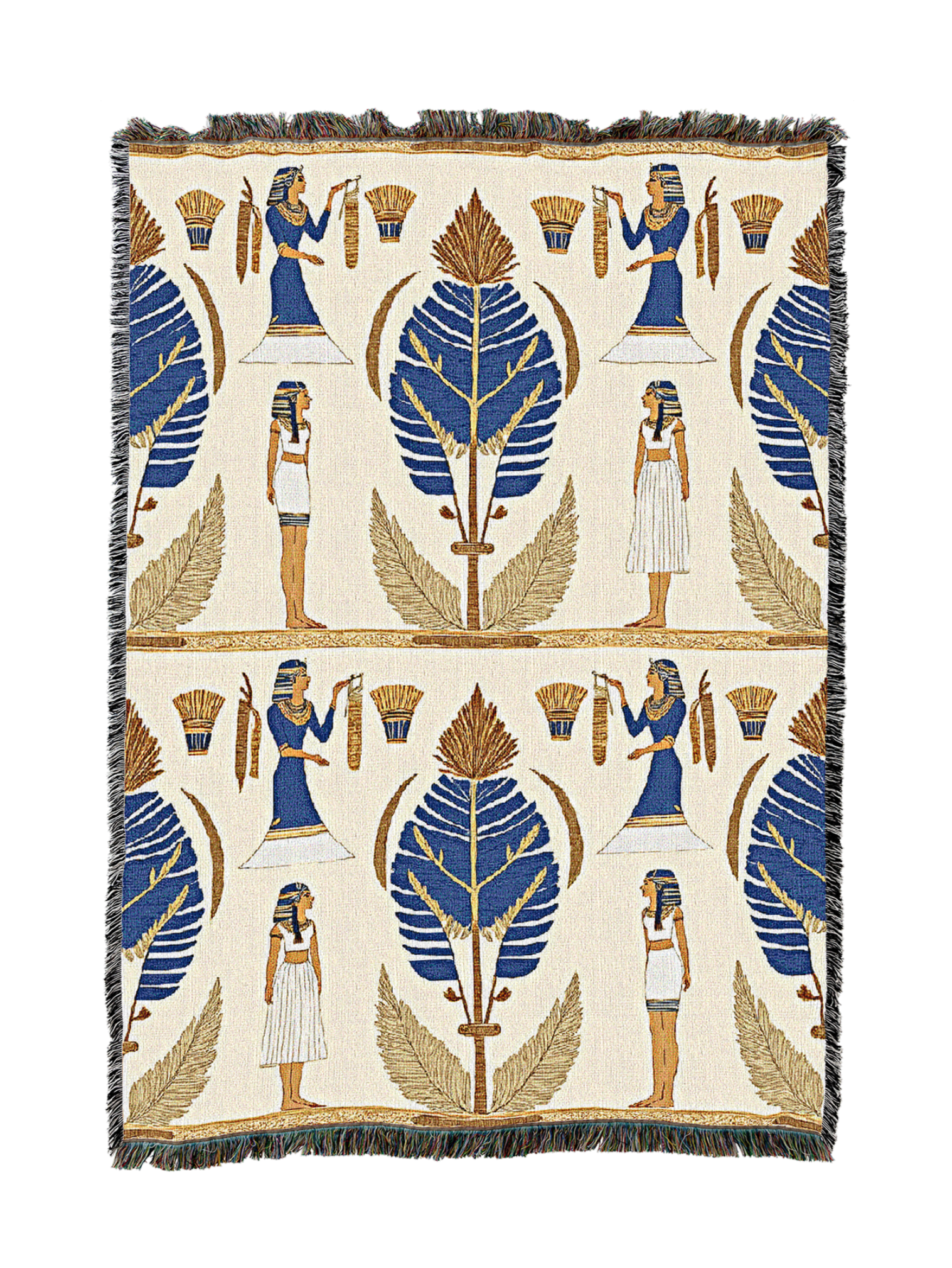 Blue Heiroglyphs Blanket