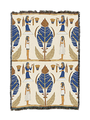 Blue Heiroglyphs Blanket