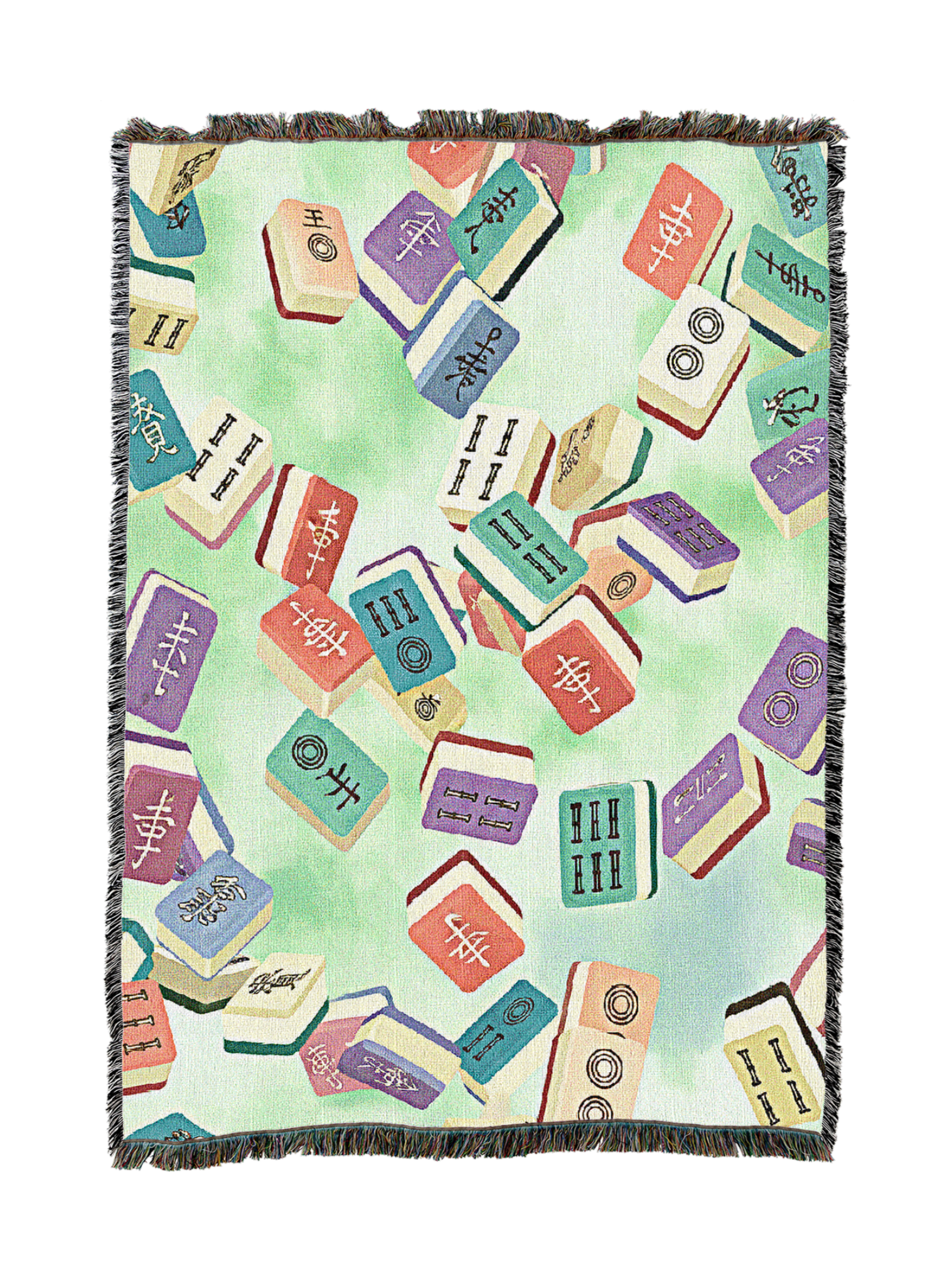 Falling Mahjong Tiles Blanket