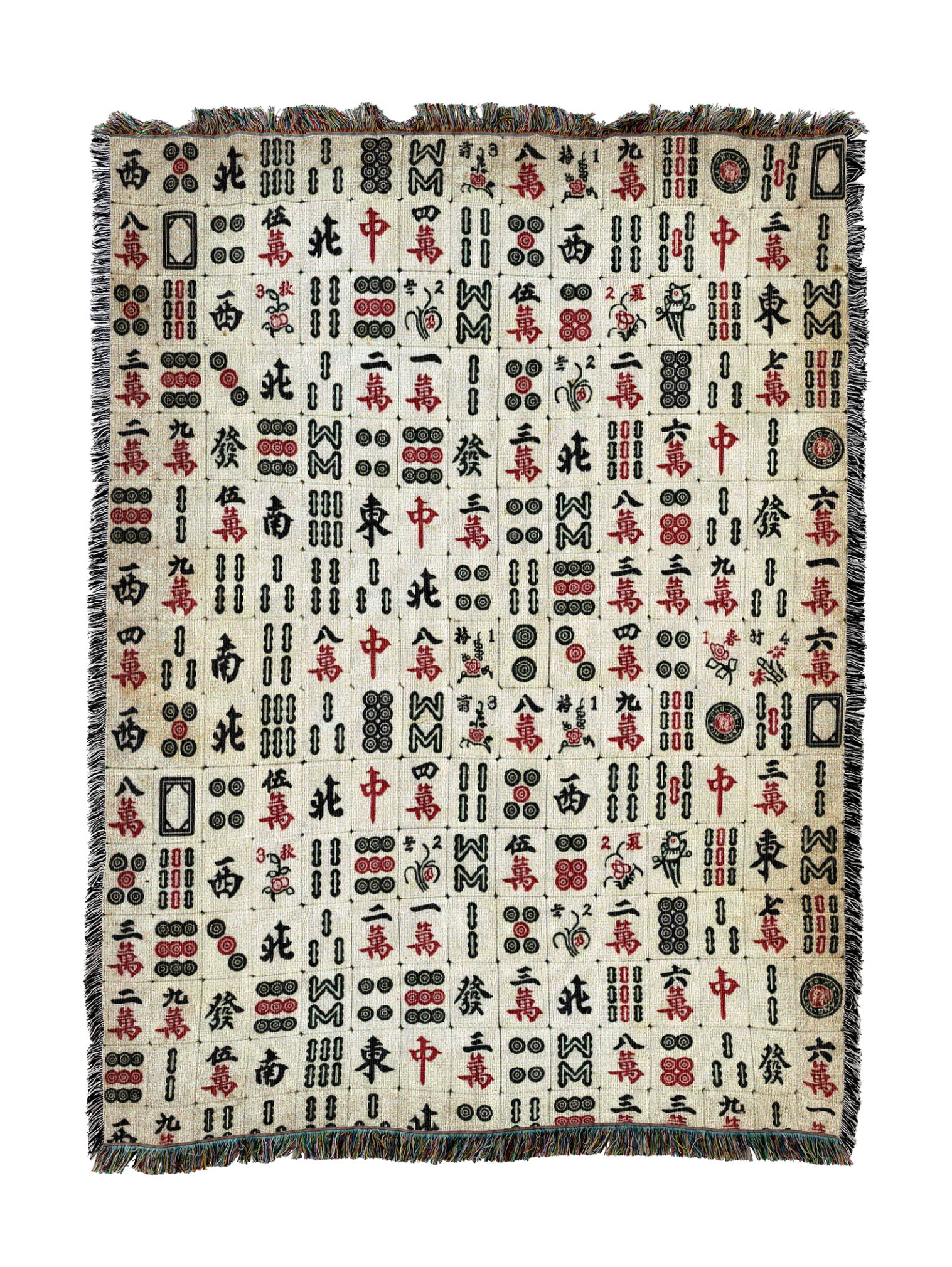 Vintage Mahjong Tiles Blanket