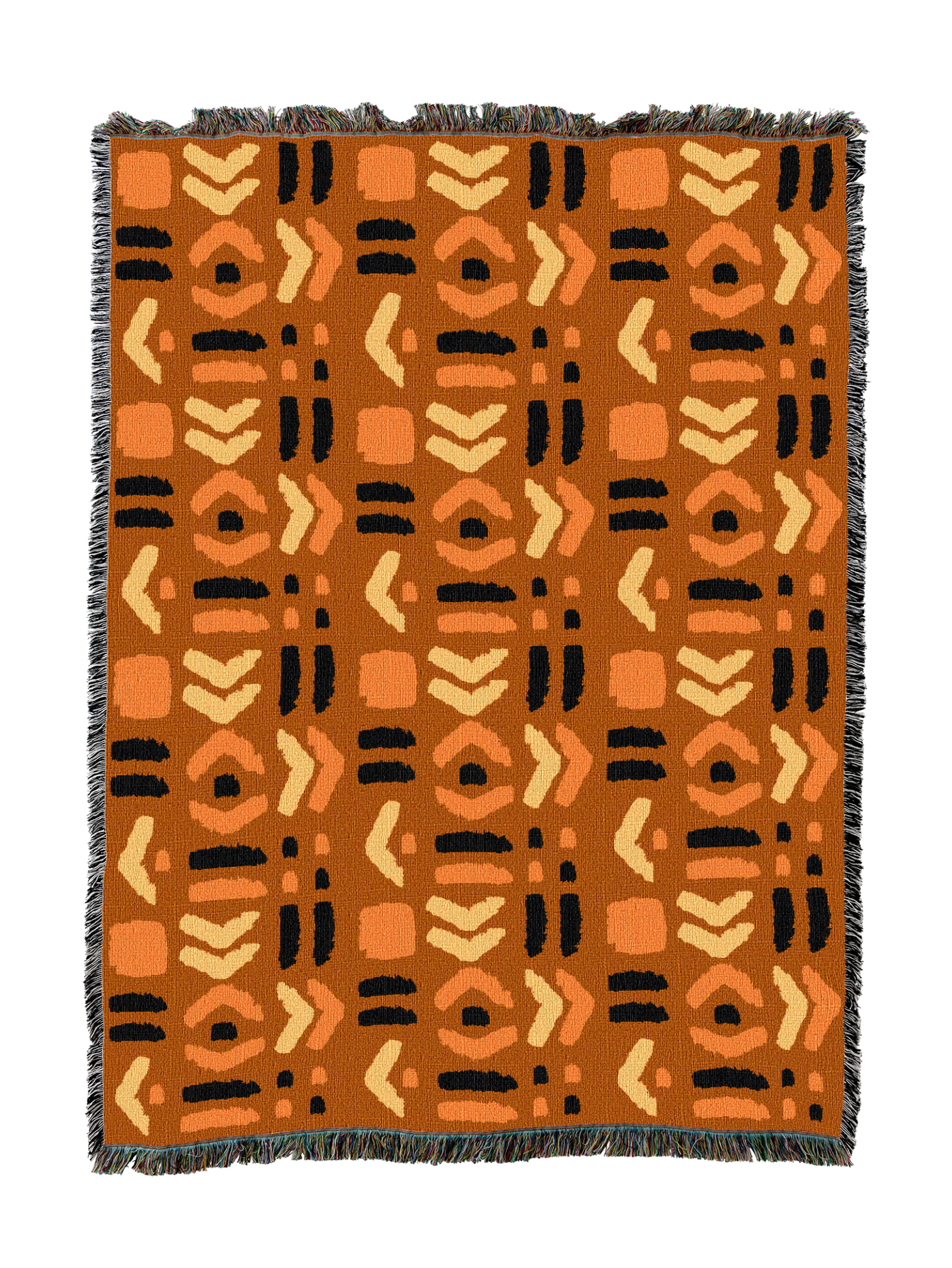 Mudcloth Black And Orange Blanket