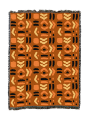 Mudcloth Black And Orange Blanket