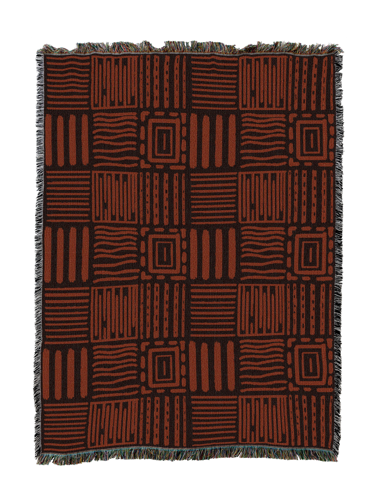 Mudcloth Orange Pattern Blanket