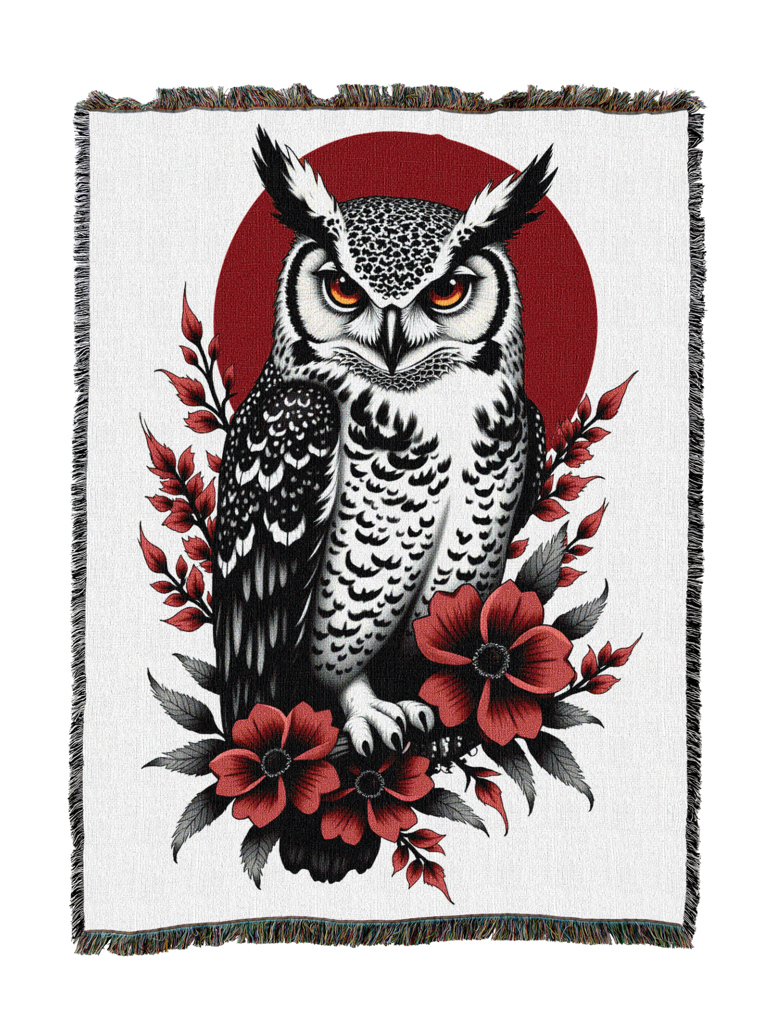 Vermillion Owl Blanket