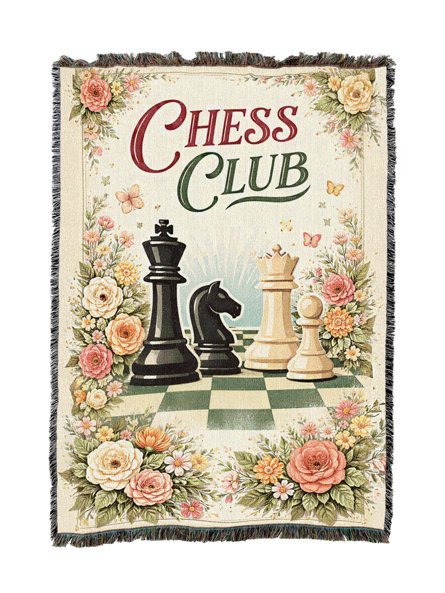 Floral Chess Club Blanket