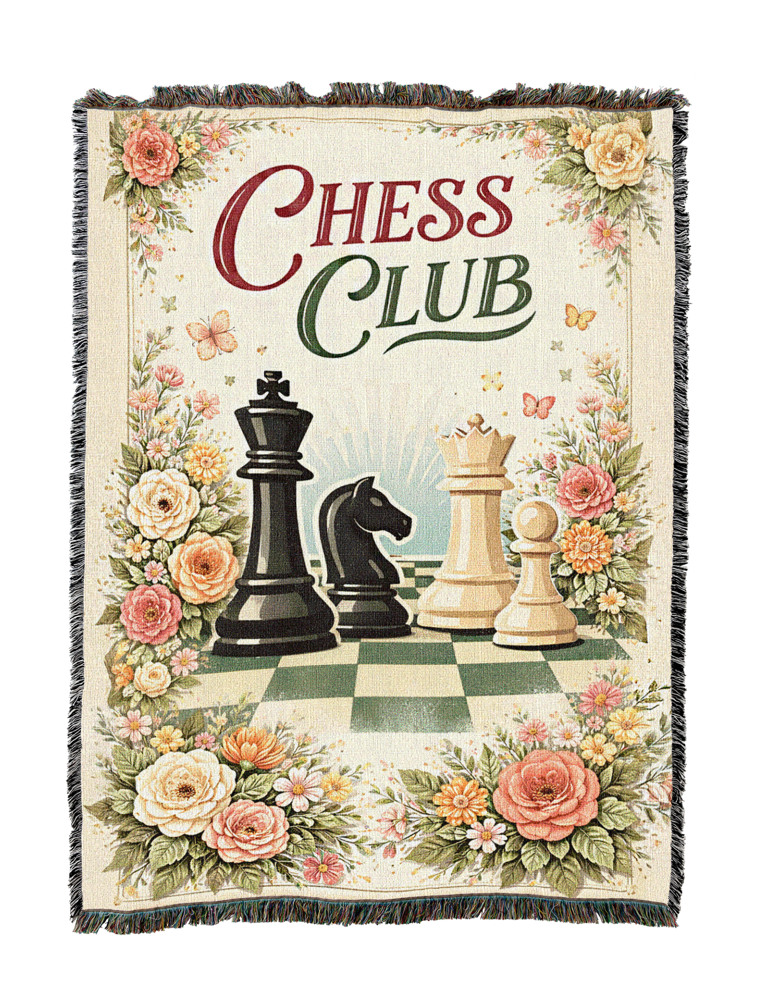 Floral Chess Club Blanket