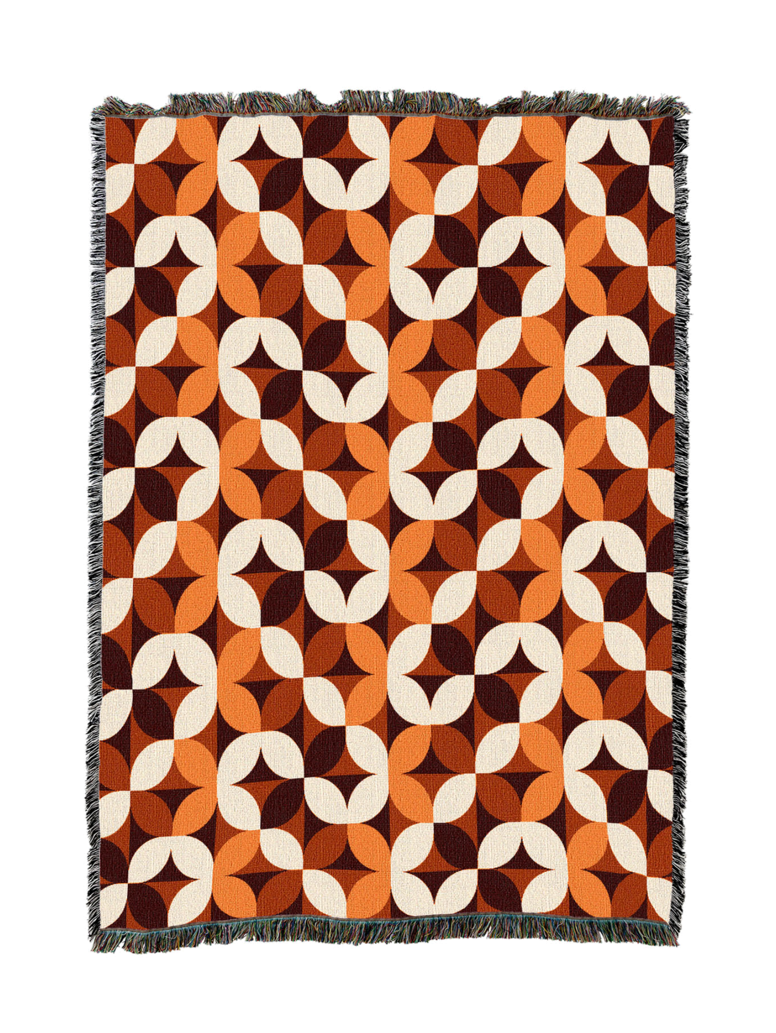 Geo Flowers Orange Blanket