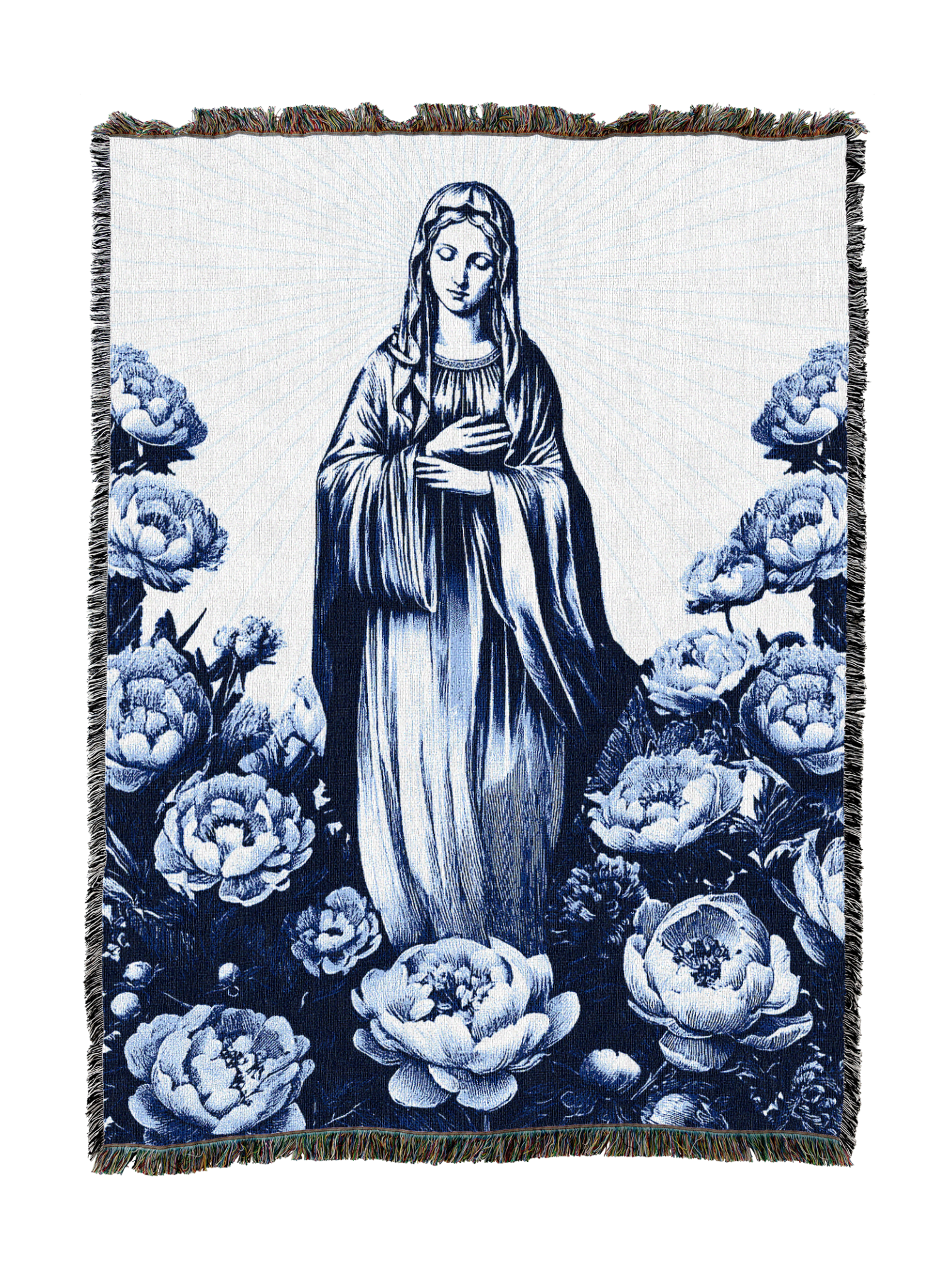 Blue Floral Mary Blanket