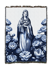 Blue Floral Mary Blanket