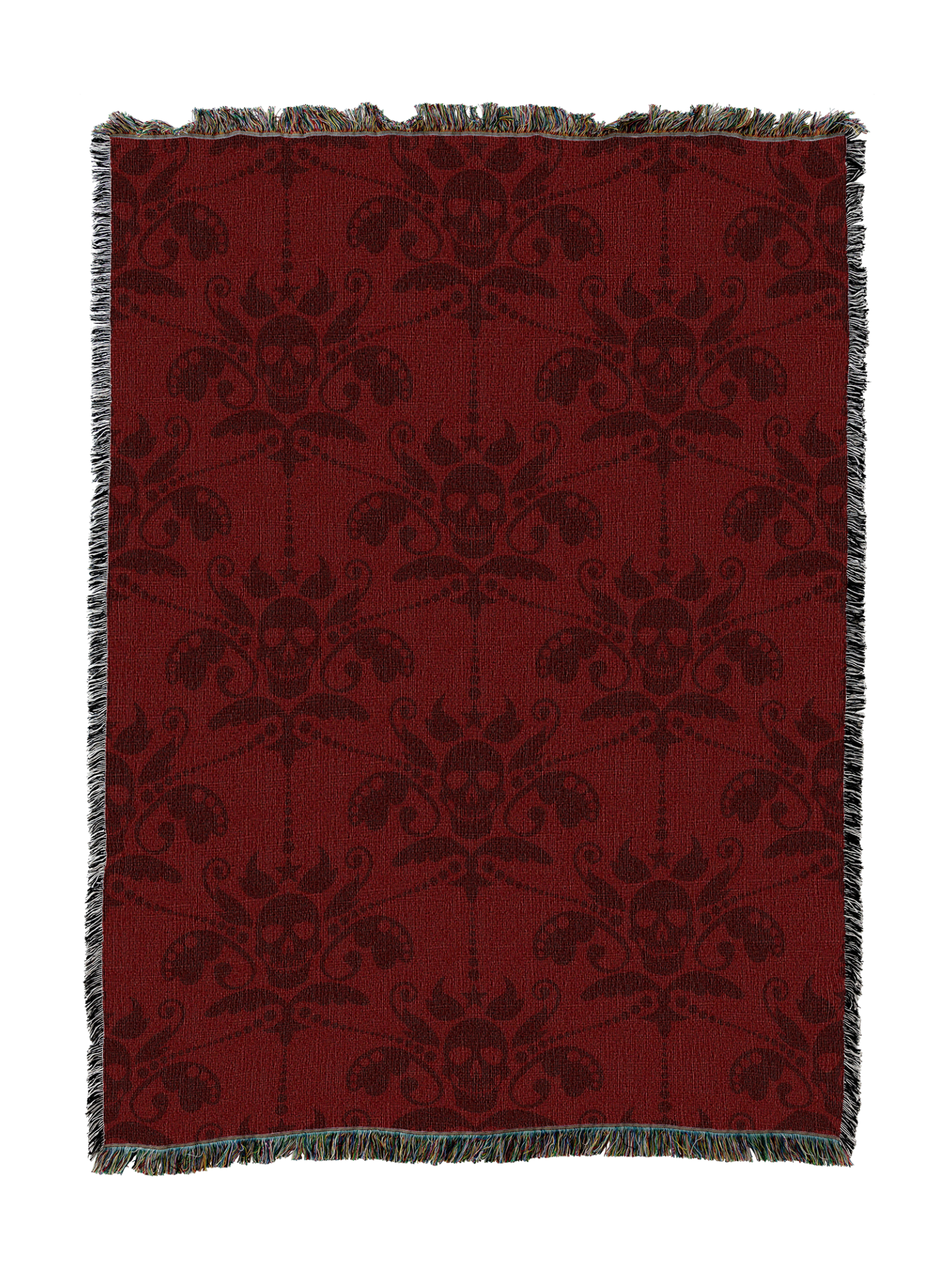 Damask Skull Red Blanket