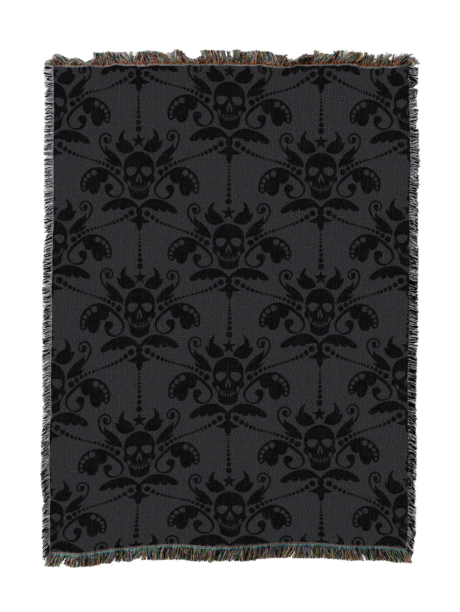 Damask Skull Black Blanket