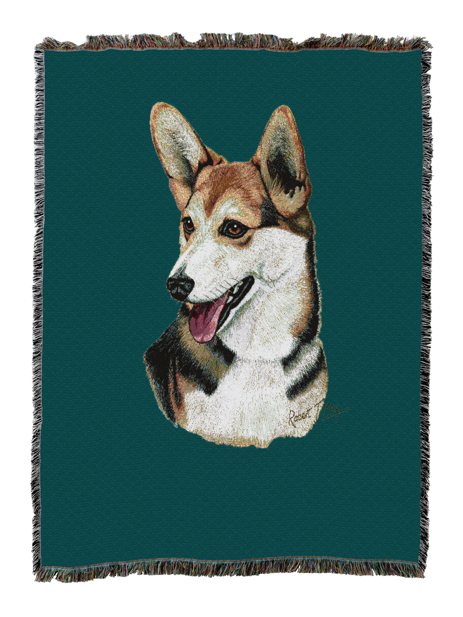 Cardigan Welsh Corgi Blanket Teal
