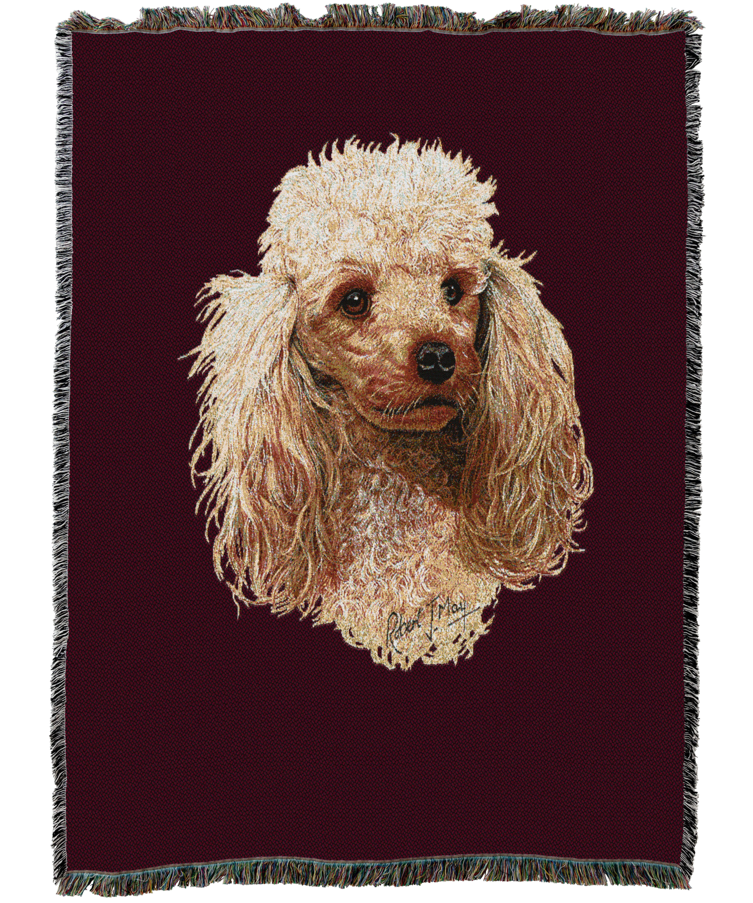 Poodle Cream Blanket Red
